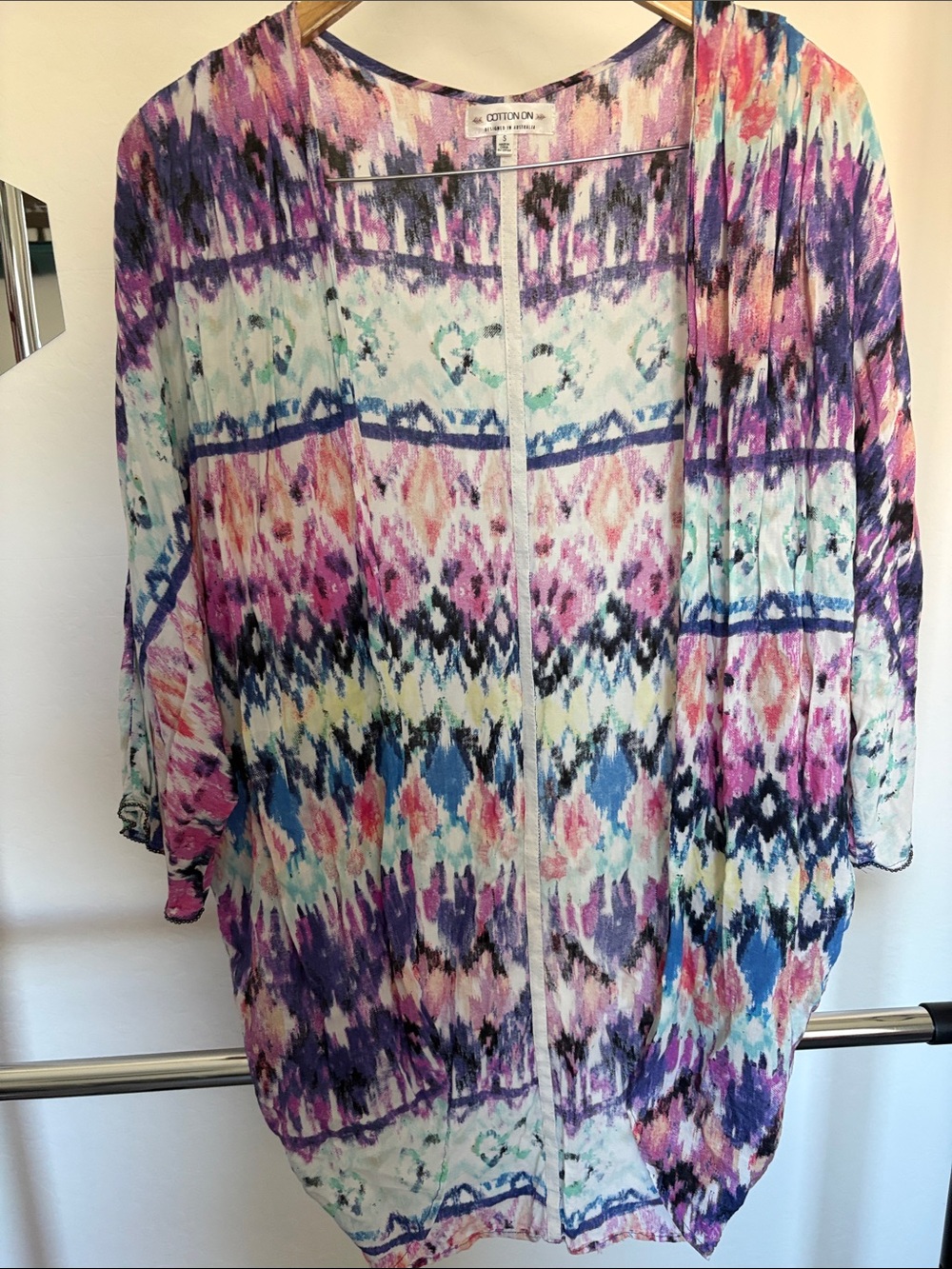Cotton On Multicolor Pastel Ikat Open-Front Tunic